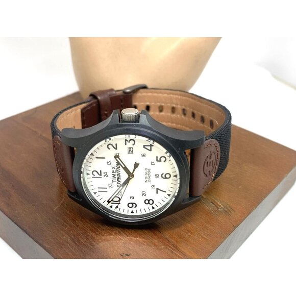 Timex Men's Watch TW4B08200 Expedition Quartz Indiglo White Dial Nylon Leather - Picture 9 of 15